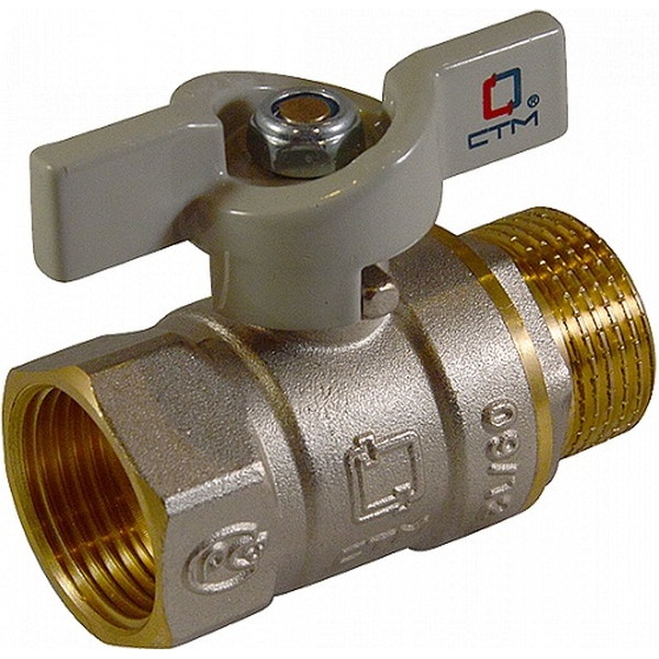 STM Кран шаровой латунь полнопроходной Ду15 Ру30 ВР/НР бабочка